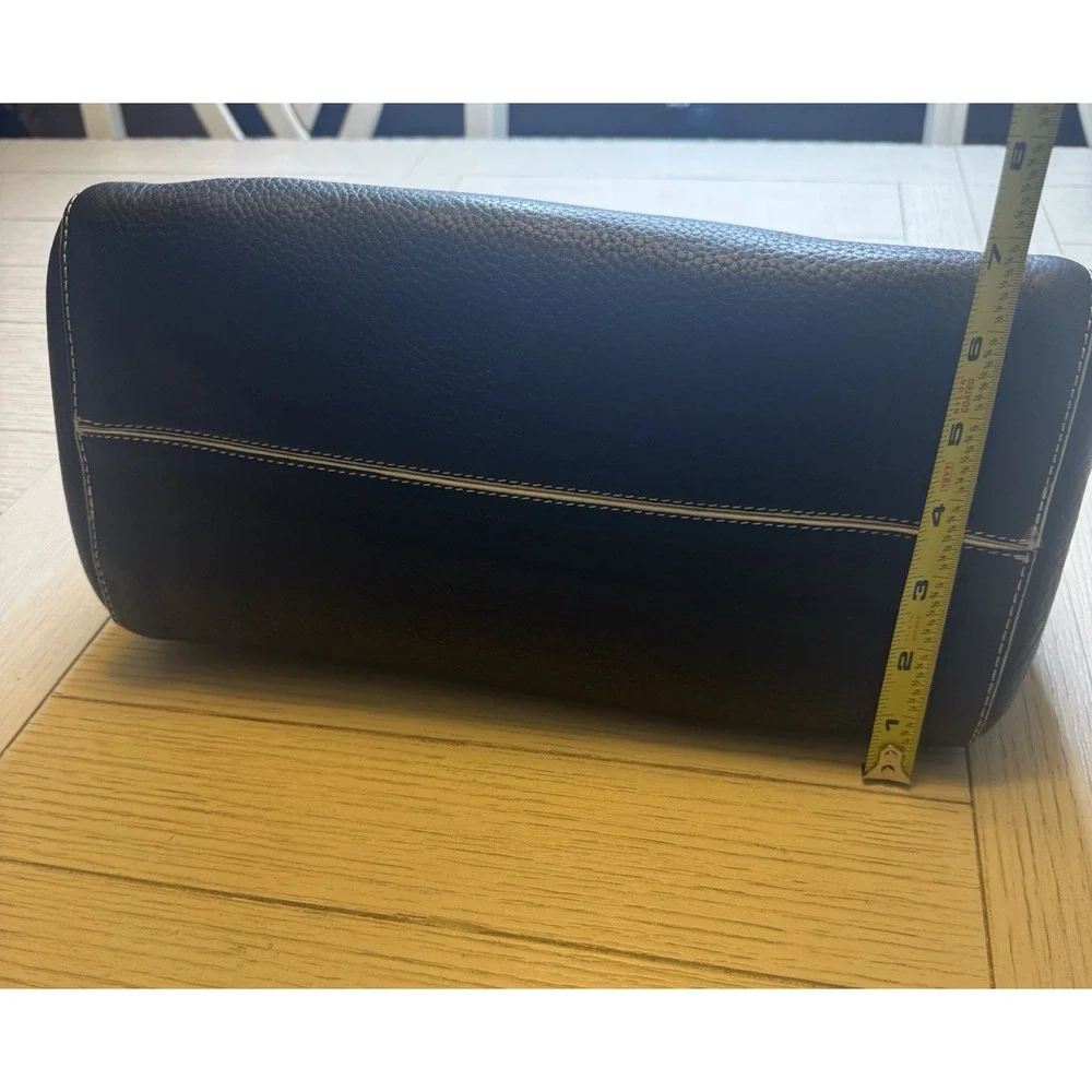 Cole Haan Black Pebble Leather Shoulder Bag‎ W/ Contrast Stitching, Zip Close.